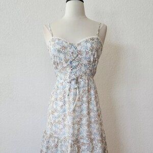 Anthropologie Midi Dress  Size Large XL White Bridgerton Coquette Eyelet Boho
